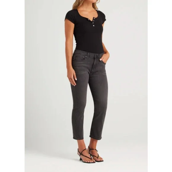 EDWIN NWT Elin Straight Long Black Denim Jean in Knight Rider // 00 (24) - Picture 3 of 14